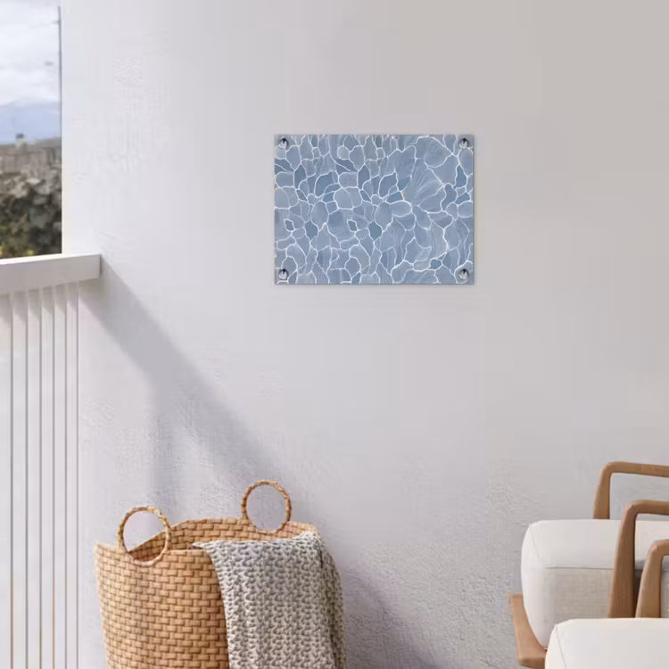 Abstract - Blauw - Bladeren tuinposter los doek klein -sfeer8