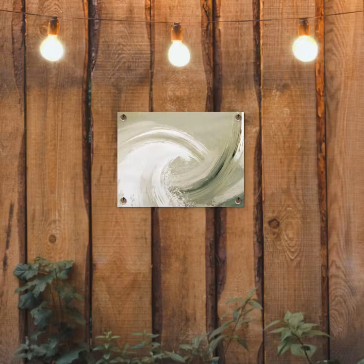 Abstract - Penseelstreken - Golven - Groen tuinposter los doek klein -sfeer1