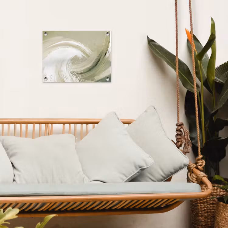 Abstract - Penseelstreken - Golven - Groen tuinposter los doek klein -sfeer7