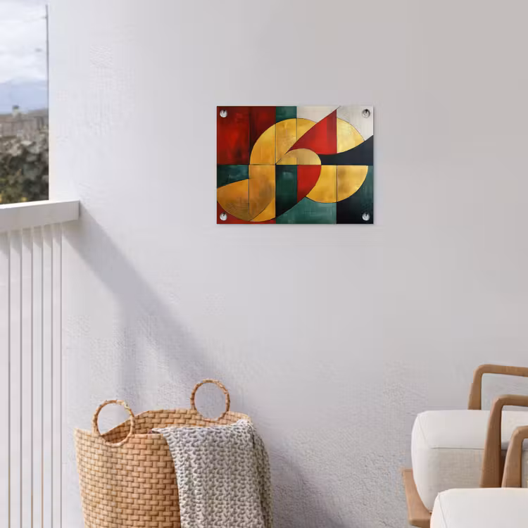 Abstract - Kerst - Goud - Rood - Groen tuinposter los doek klein -sfeer8