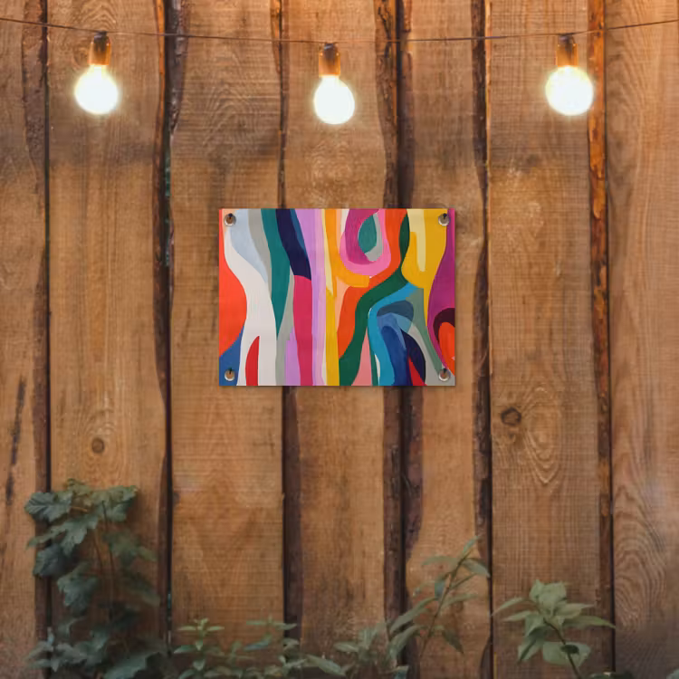 Abstract - Kleurrijk - Golven - Lijnen tuinposter los doek klein -sfeer1