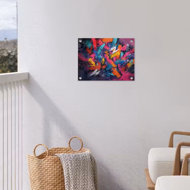Abstract - Explosie - Neonkleuren tuinposter los doek klein -sfeer8