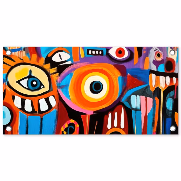 Abstract - Gezicht - Kleurrijk tuinposter los doek klein -3d