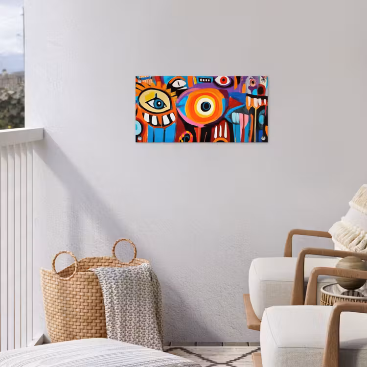 Abstract - Gezicht - Kleurrijk tuinposter los doek klein -sfeer8