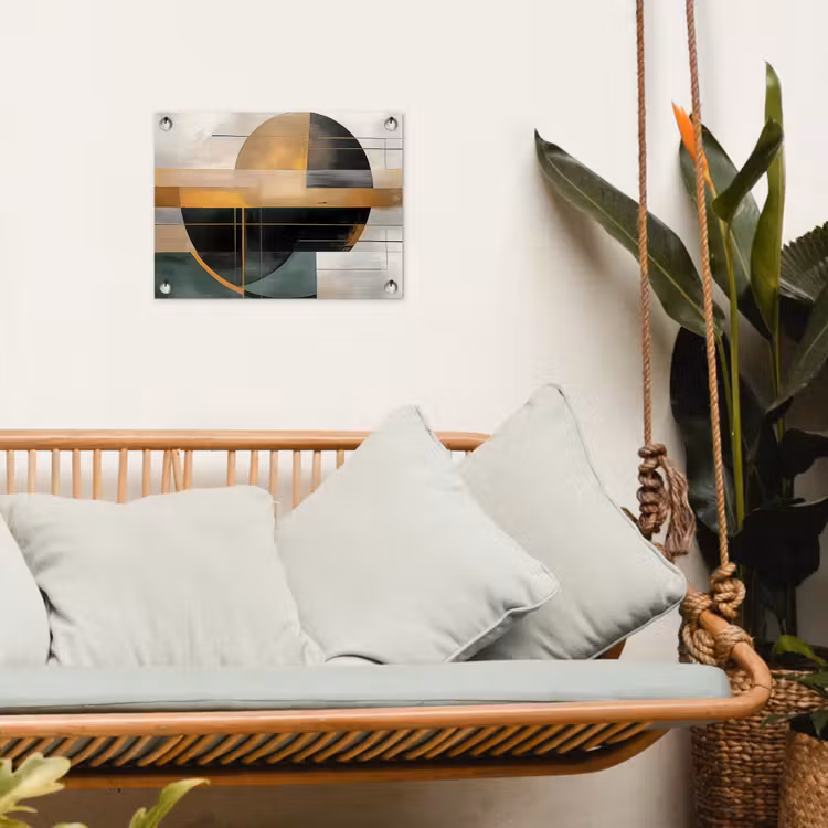 Abstract - Goud - Brons - Groen - Vormen - Modern tuinposter los doek klein -sfeer7