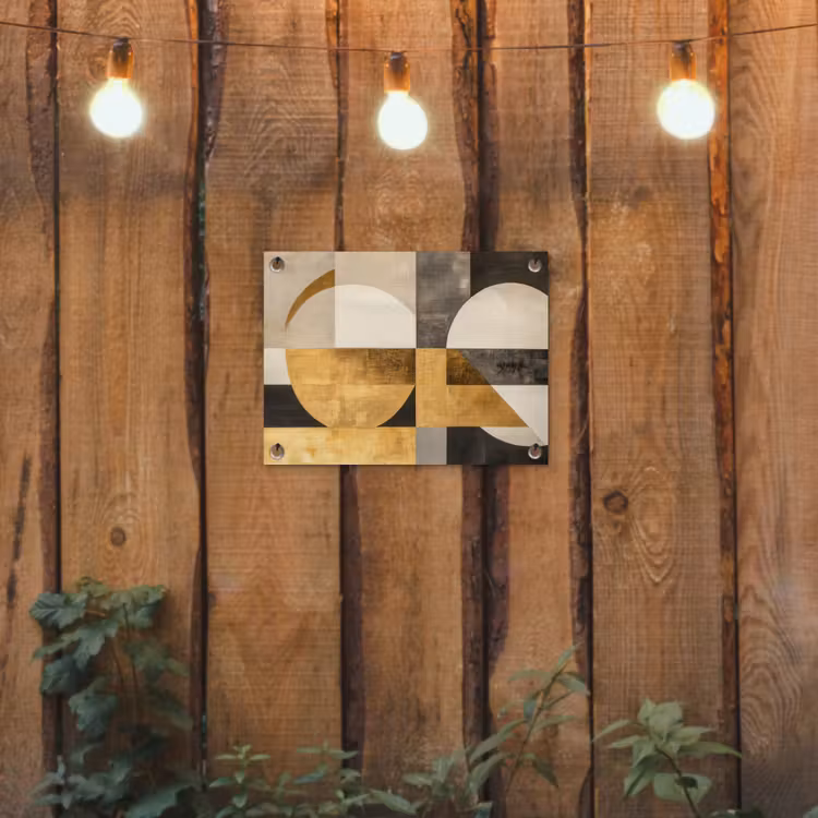 Abstract - Goud - Grijs - Vormen - Geometrisch tuinposter los doek klein -sfeer1