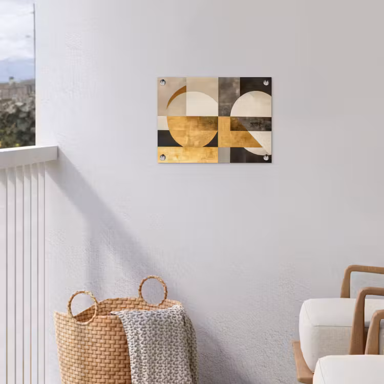 Abstract - Goud - Grijs - Vormen - Geometrisch tuinposter los doek klein -sfeer8