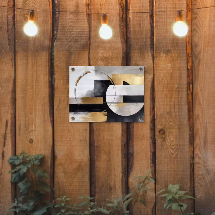 Abstract - Goud - Zilver - Vormen - Aesthetic tuinposter los doek klein -sfeer1