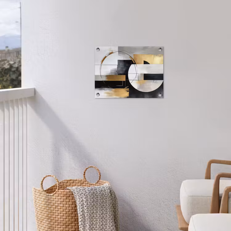 Abstract - Goud - Zilver - Vormen - Aesthetic tuinposter los doek klein -sfeer8