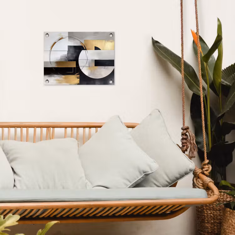 Abstract - Goud - Zilver - Vormen - Aesthetic tuinposter los doek klein -sfeer7
