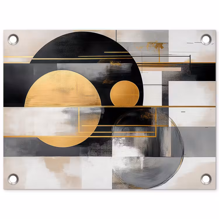 Abstract - Goud - Zilver - Vormen - Aesthetic - Modern tuinposter los doek klein -3d