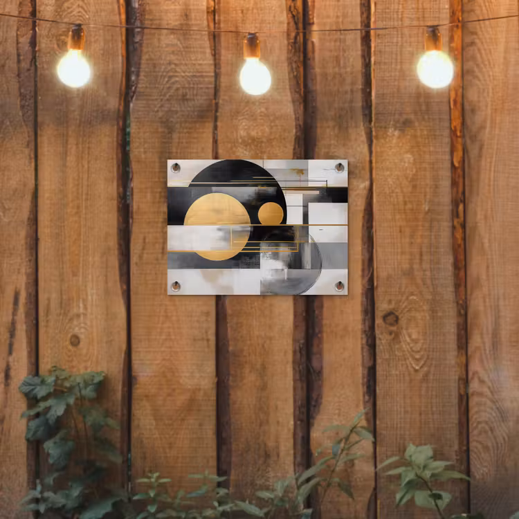 Abstract - Goud - Zilver - Vormen - Aesthetic - Modern tuinposter los doek klein -sfeer1