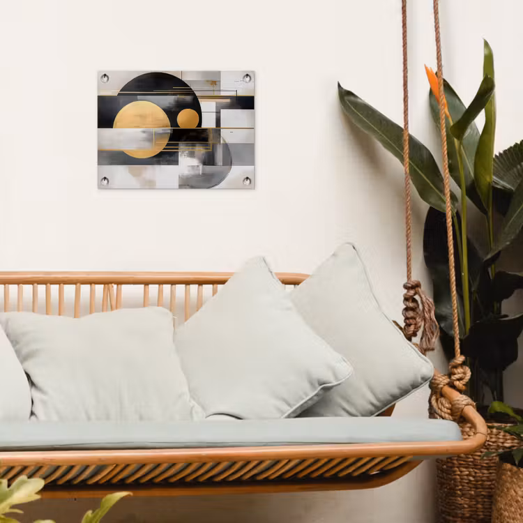 Abstract - Goud - Zilver - Vormen - Aesthetic - Modern tuinposter los doek klein -sfeer7
