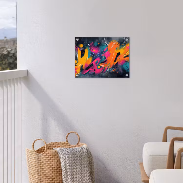 Abstract - Graffiti - Kleurrijk - Verfspatten tuinposter los doek klein -sfeer8