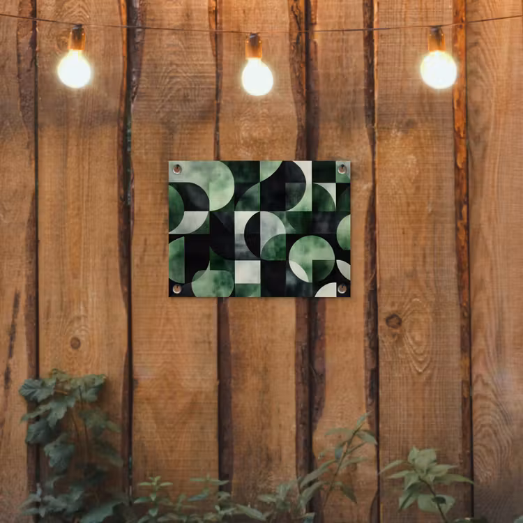 Abstract - Groen - Vormen tuinposter los doek klein -sfeer1