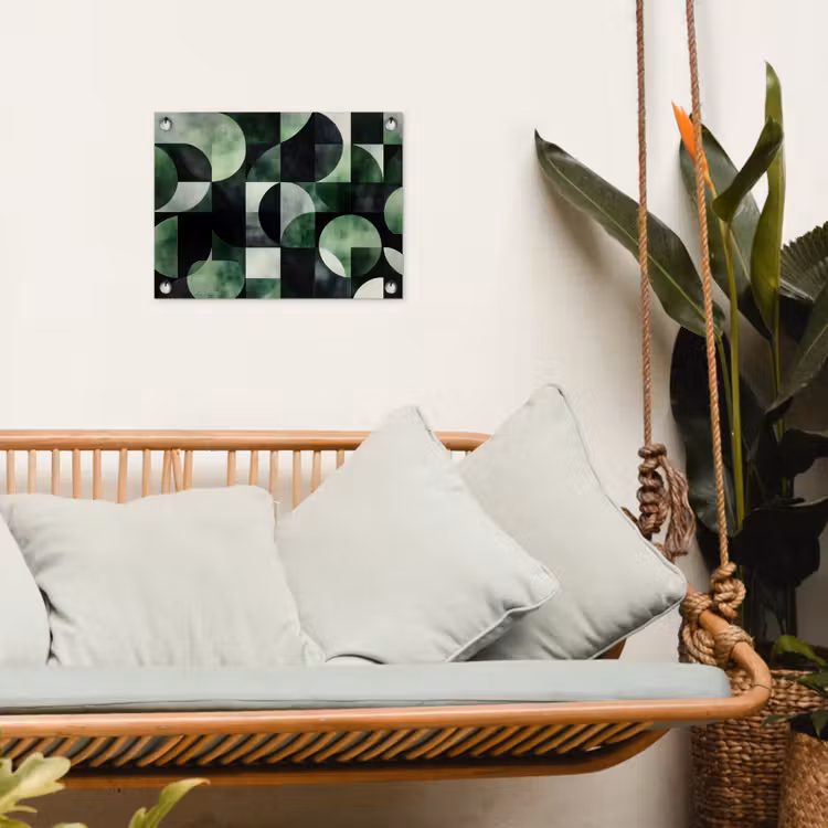Abstract - Groen - Vormen tuinposter los doek klein -sfeer7