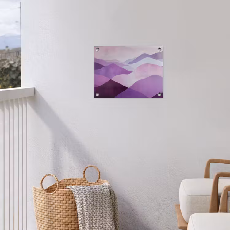 Abstract - Heuvels - Landschap - Paars tuinposter los doek klein -sfeer8