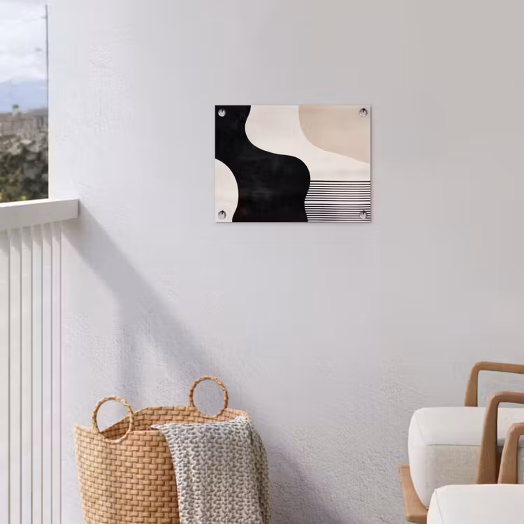 Abstract - Japandi - Beige - Modern tuinposter los doek klein -sfeer8