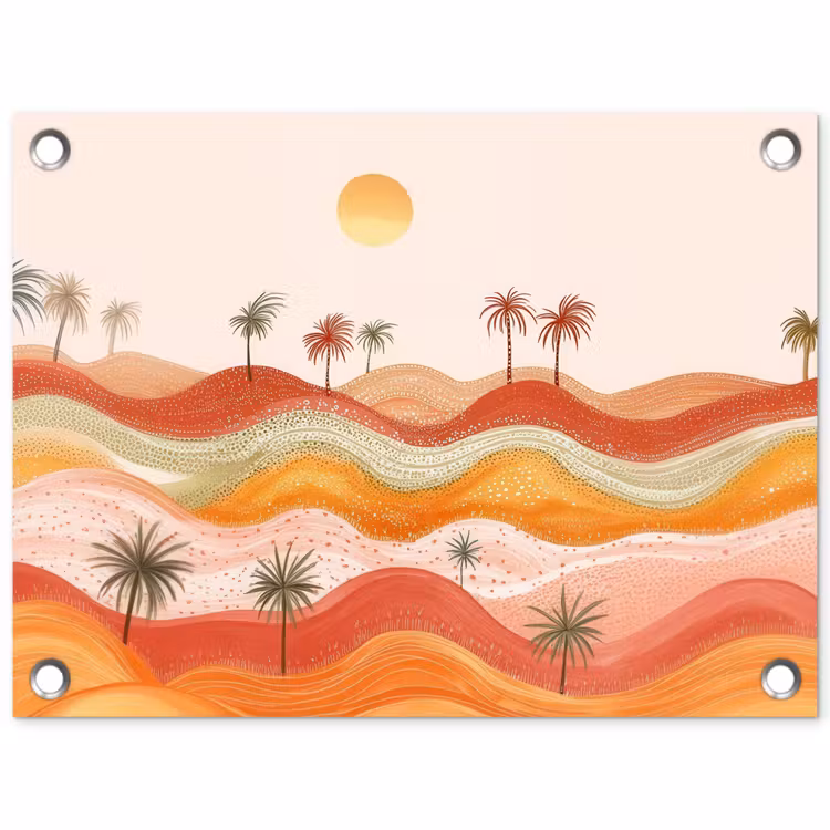 Abstract landschap - Palmbomen - Kleurrijk tuinposter los doek klein -3d