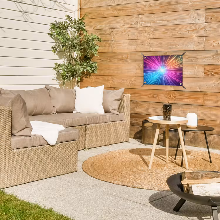 Abstract - Light - Burst - Modern - Colorful tuinposter los doek klein -sfeer4