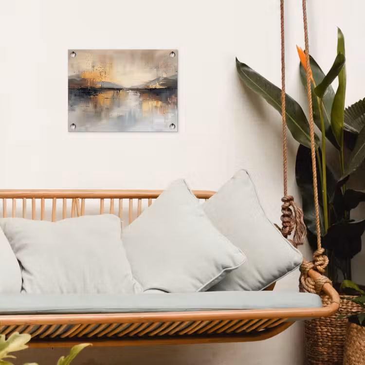 Abstract - Modern - Beige - Aesthetic - Goud tuinposter los doek klein -sfeer7