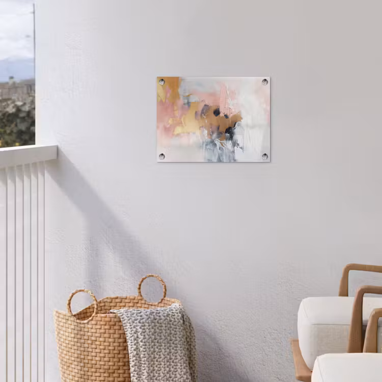 Abstract - Pastel kleuren - Goud - Modern - Aesthetic tuinposter los doek klein -sfeer8