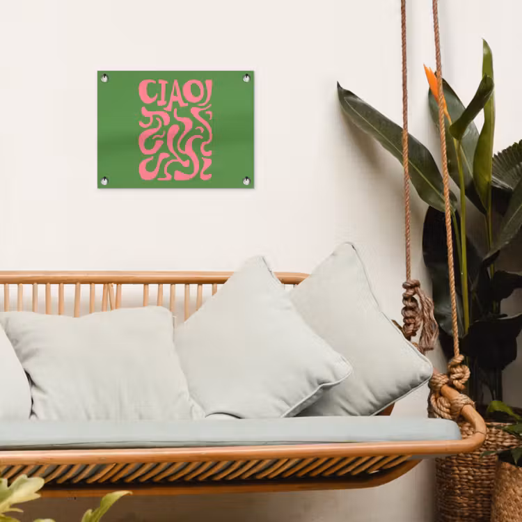 Abstract - Roze - Ciao - Vormen tuinposter los doek klein -sfeer7