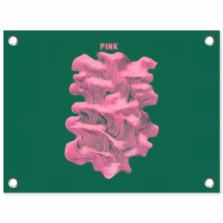 Abstract - Pink - Lijnen - Groen tuinposter los doek klein -3d