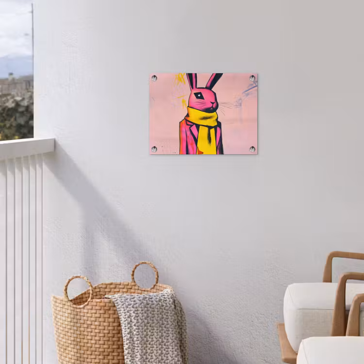 Abstract - Konijn - Sjaal - Geel tuinposter los doek klein -sfeer8