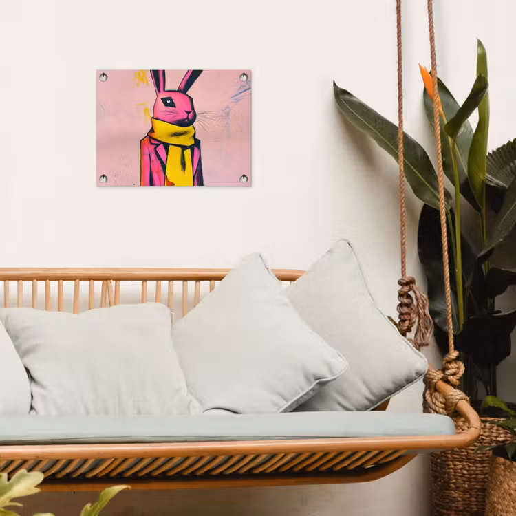 Abstract - Konijn - Sjaal - Geel tuinposter los doek klein -sfeer7