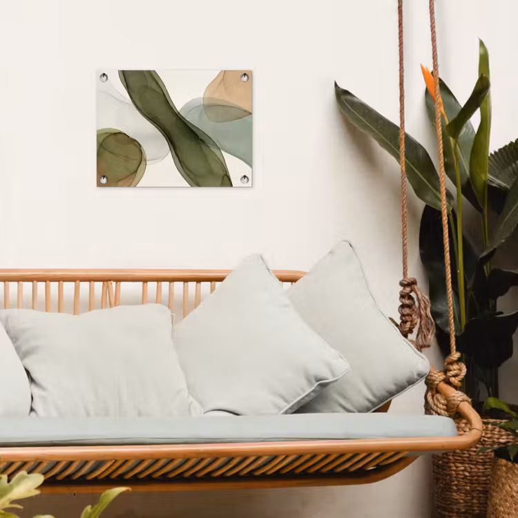 Abstract - Vormen - Modern - Kunst - Groen - Bruin tuinposter los doek klein -sfeer7