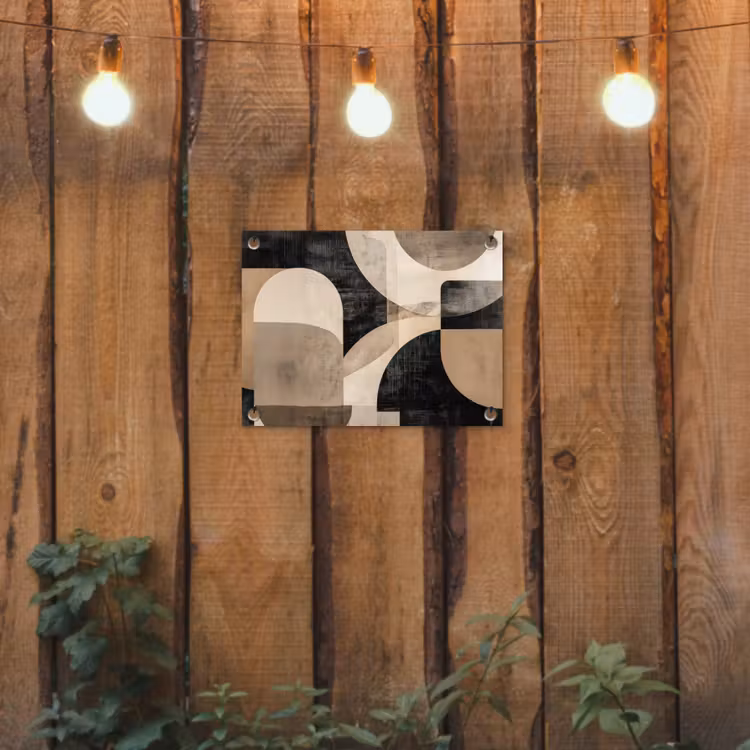 Abstract - Vormen - Modern - Beige tuinposter los doek klein -sfeer1