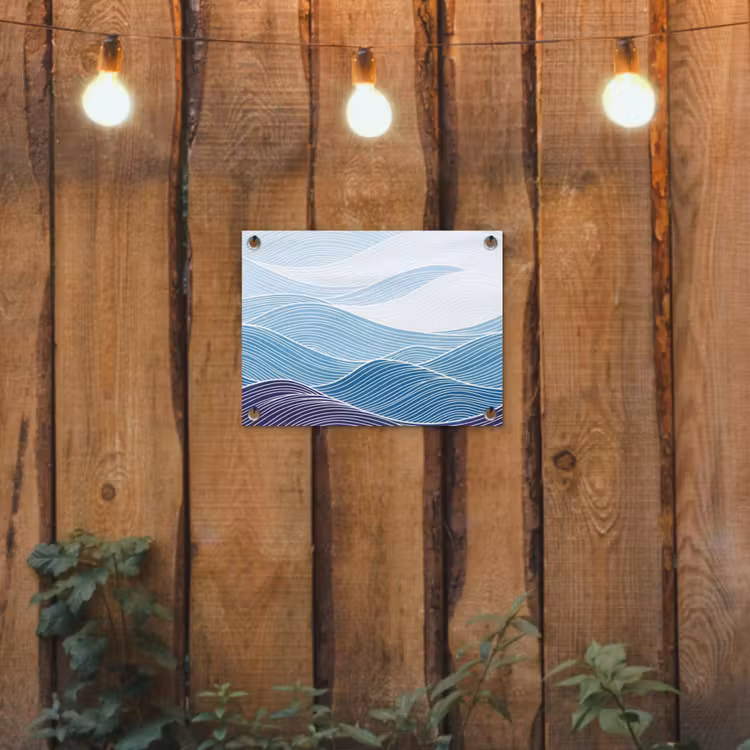 Abstract - Golven - Patroon - Blauw - Modern tuinposter los doek klein -sfeer1