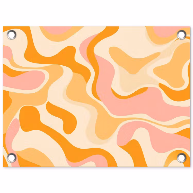 Abstract - Golvend - Oranje tuinposter los doek klein -3d
