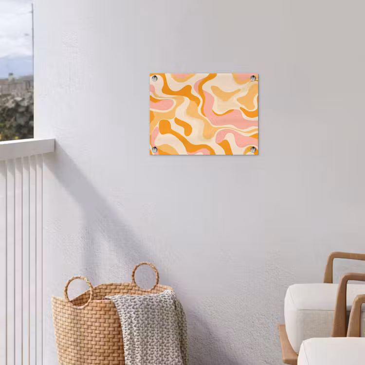 Abstract - Golvend - Oranje tuinposter los doek klein -sfeer8