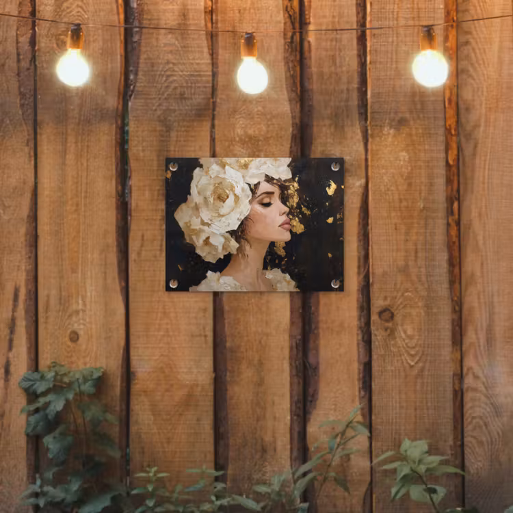 Abstract - Vrouw - Bloemen - Wit tuinposter los doek klein -sfeer1