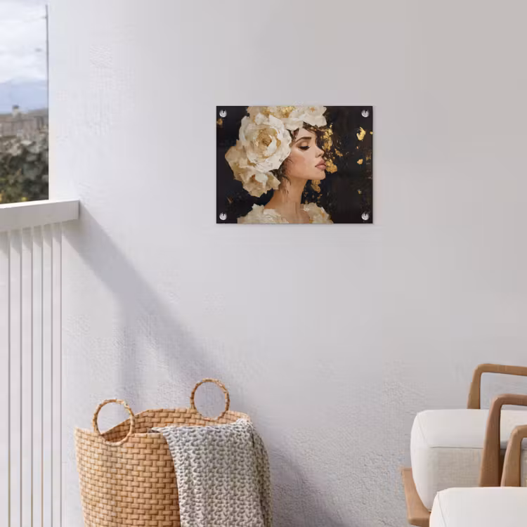 Abstract - Vrouw - Bloemen - Wit tuinposter los doek klein -sfeer8