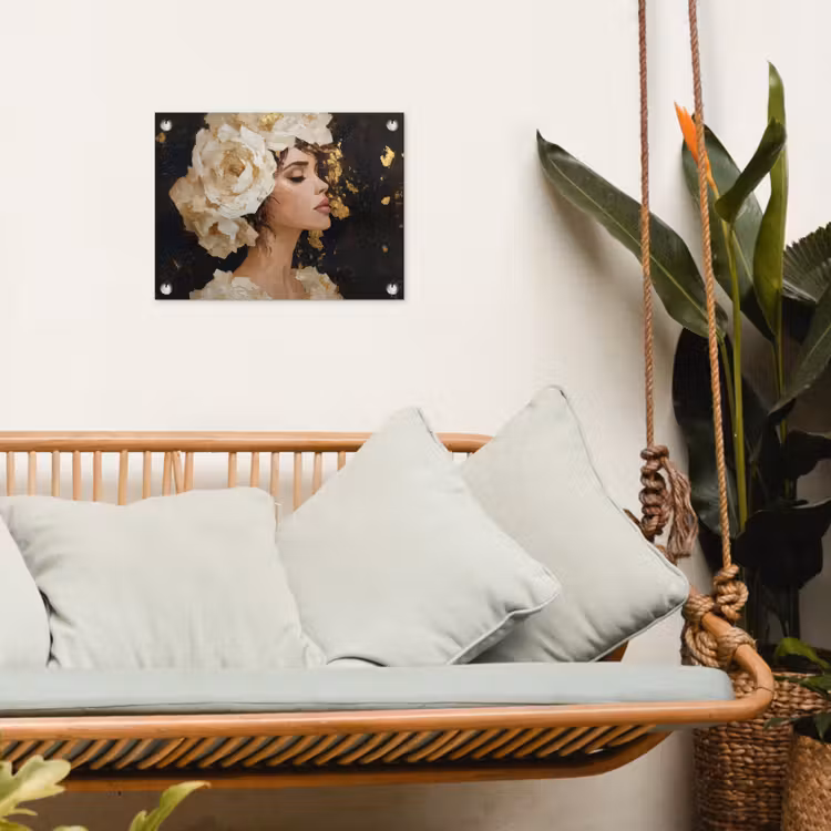 Abstract - Vrouw - Bloemen - Wit tuinposter los doek klein -sfeer7