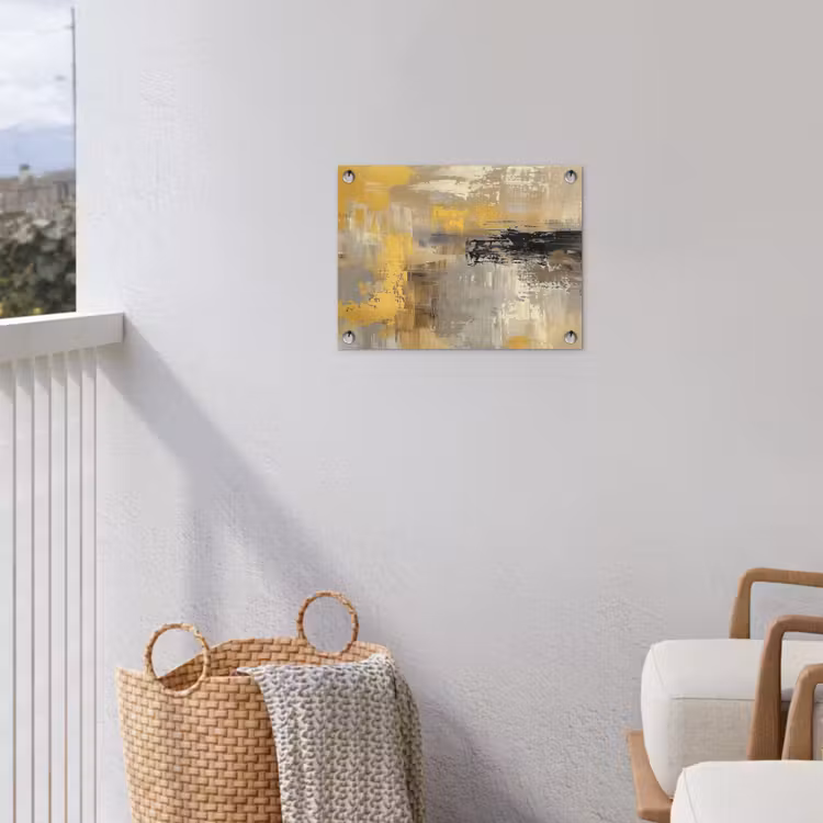 Abstract - Geel - Modern - Beige tuinposter los doek klein -sfeer8
