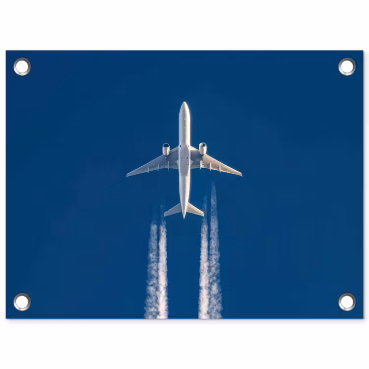 Vliegtuig - Lucht - Condensstrepen - Wit tuinposter los doek klein -3d