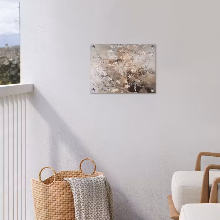 Amandelbloesem - Kunst - Van Gogh - Beige - Abstract tuinposter los doek klein -sfeer8