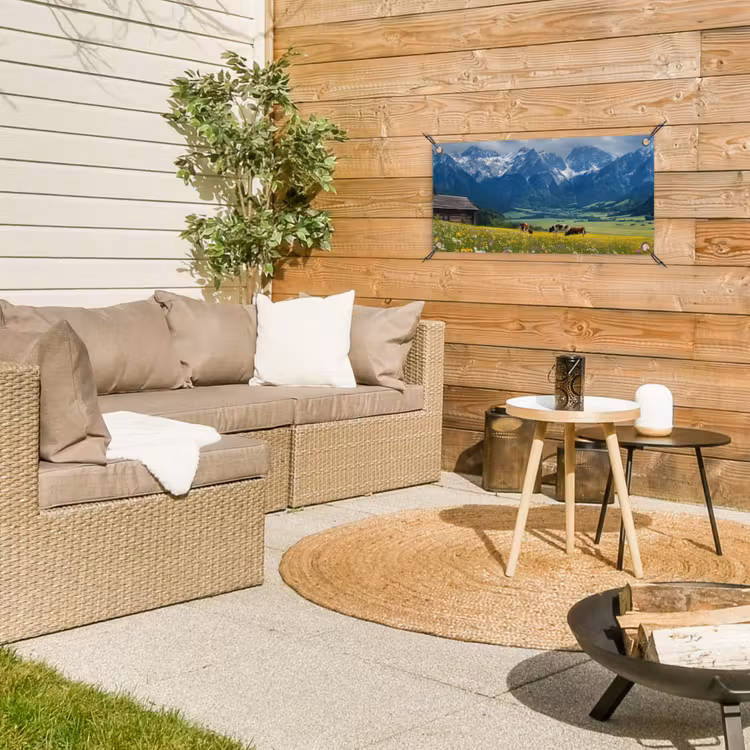Alpen - Weide - Bergen - Koeien tuinposter los doek klein -sfeer4