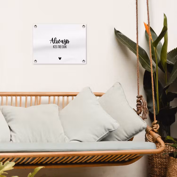 Always kiss the cook - Koken - Kok - Keuken - Spreuken tuinposter los doek klein -sfeer7