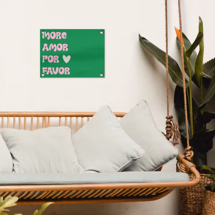 Amor - Valentijn - Groen - Tekst tuinposter los doek klein -sfeer7