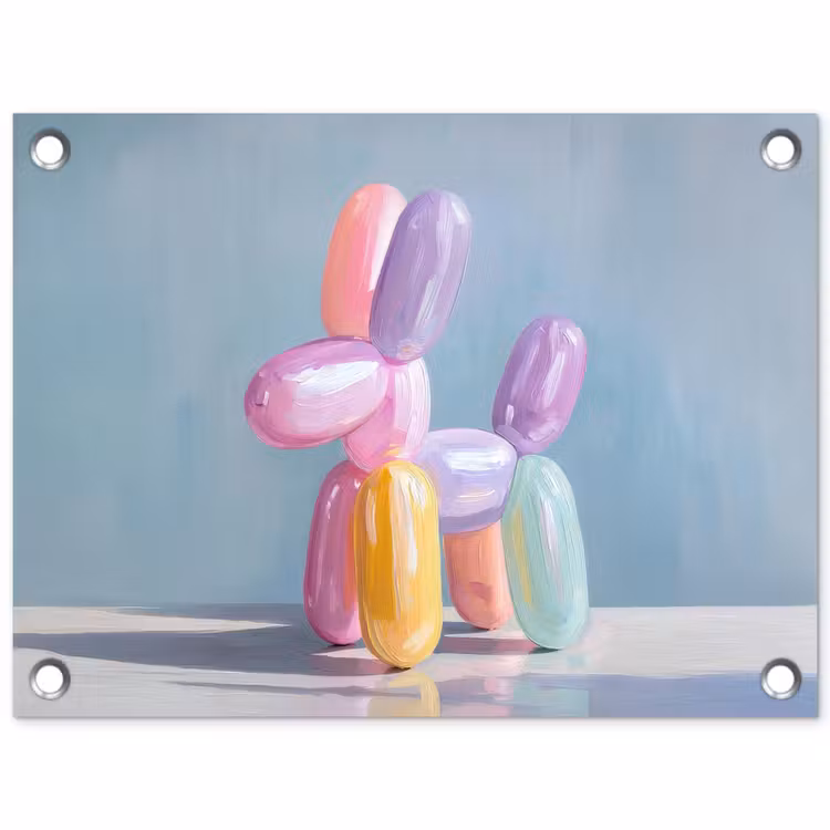 Dier - Ballon - Pasteltinten - Glanzend tuinposter los doek klein -3d