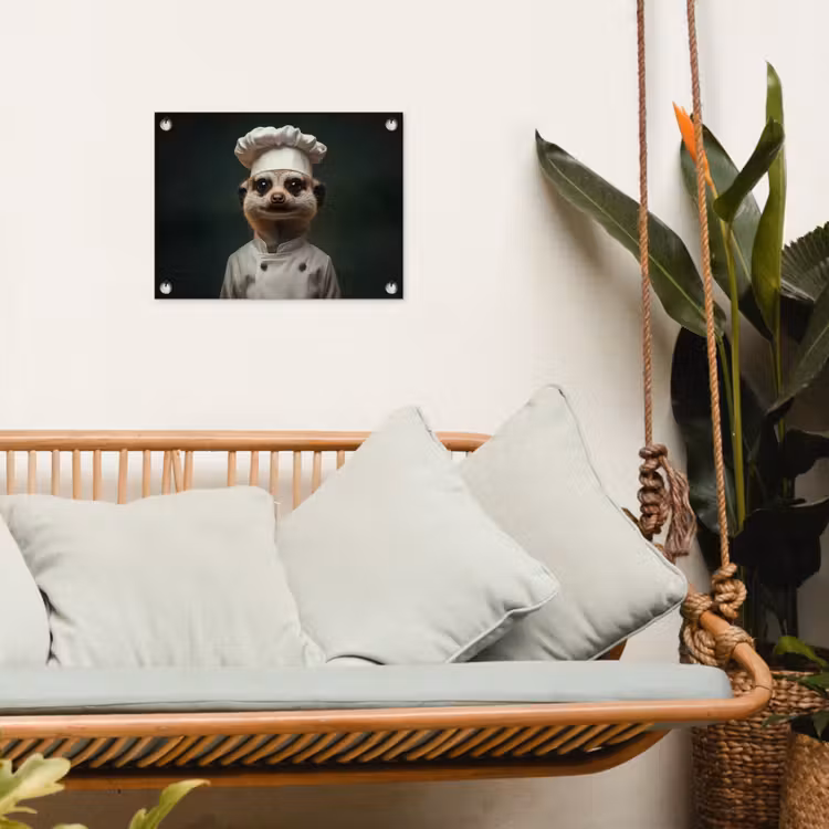Dier - Kok - Stokstaartje tuinposter los doek klein -sfeer7