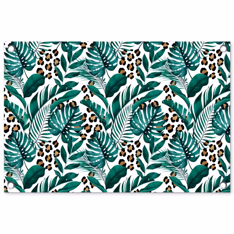 Dierenprint - Panter - Bladeren - Tropisch - Jungle tuinposter los doek klein -3d