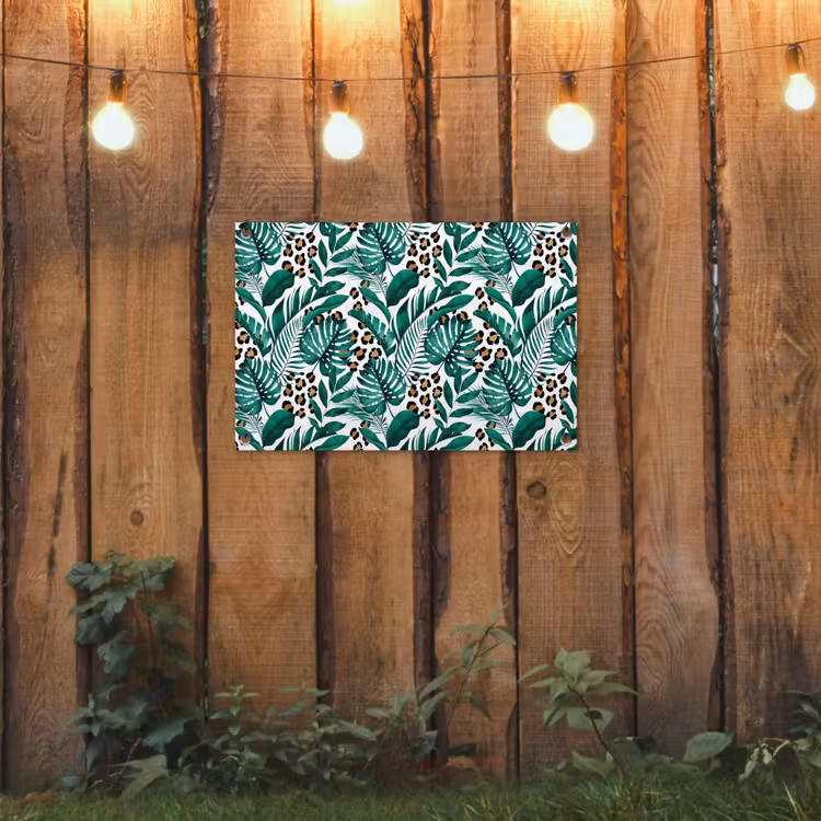 Dierenprint - Panter - Bladeren - Tropisch - Jungle tuinposter los doek klein -sfeer1