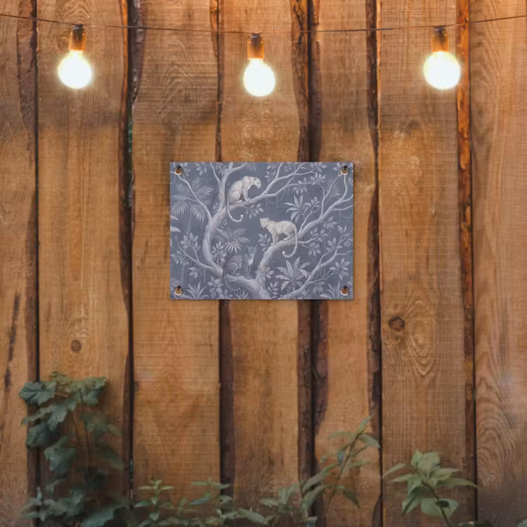 Dieren - Jungle - Illustratie - Bomen - Blauw tuinposter los doek klein -sfeer1