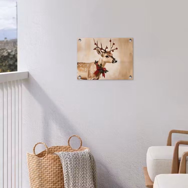 Gewei - Kerst - Rendier - Rood tuinposter los doek klein -sfeer8